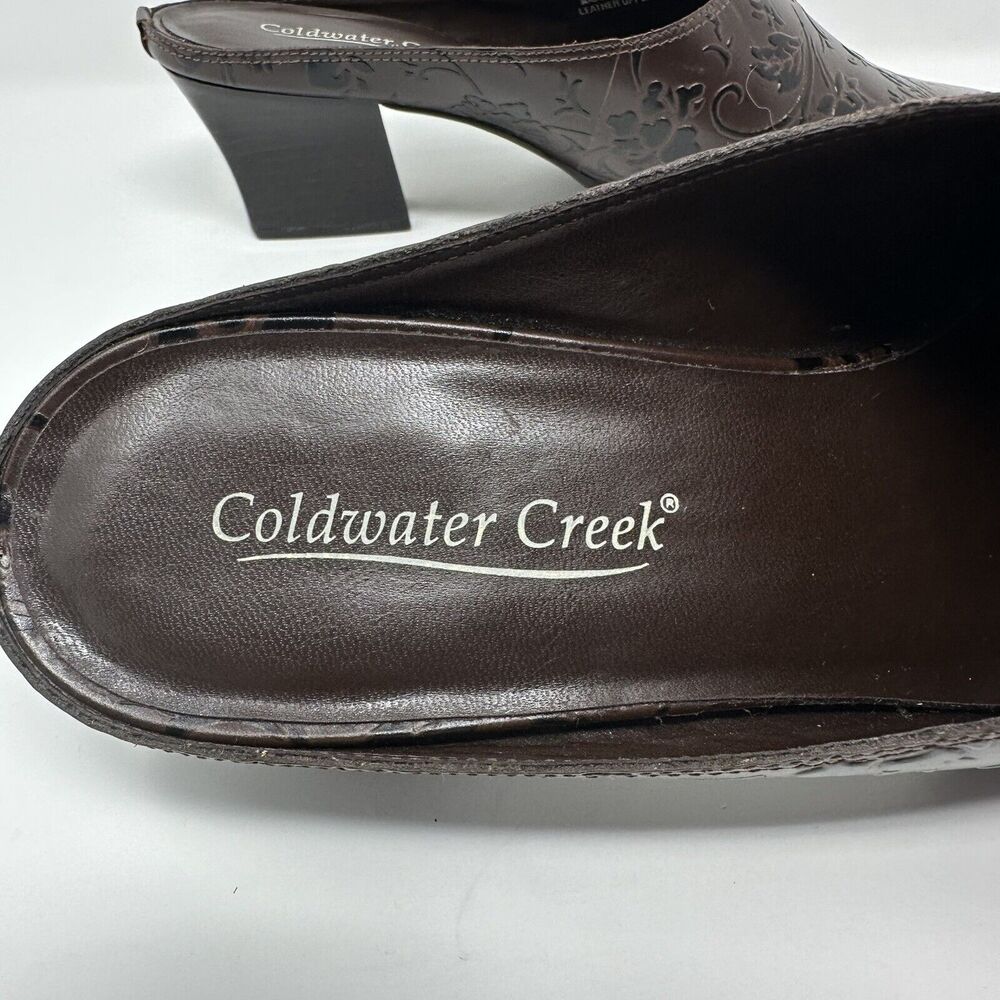Coldwater Creek Women Mules 9M Brown Floral Embossed Vtg-inspired Made In Brazil - Picture 11 of 13